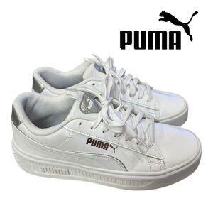 Puma Smash V3 Women's White Leather Platform Sneakers 9